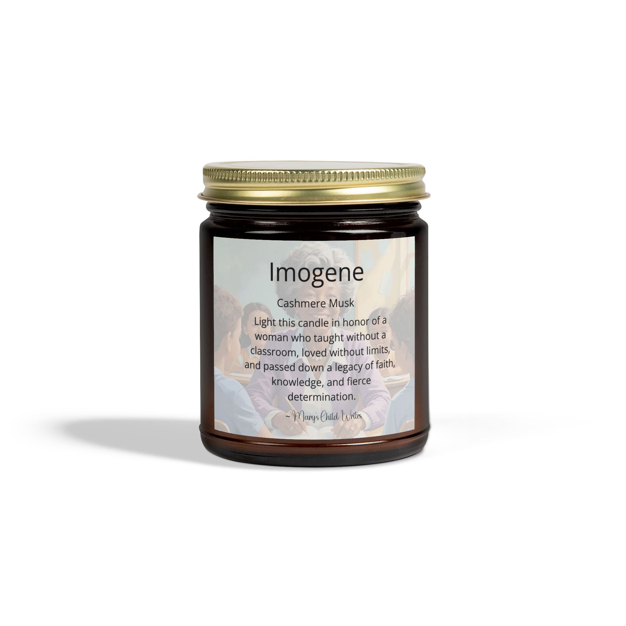 Imogene - 9oz Cashmere Musk Scented Candle l Remembrance and Honor Candle by Mary's Child Writes