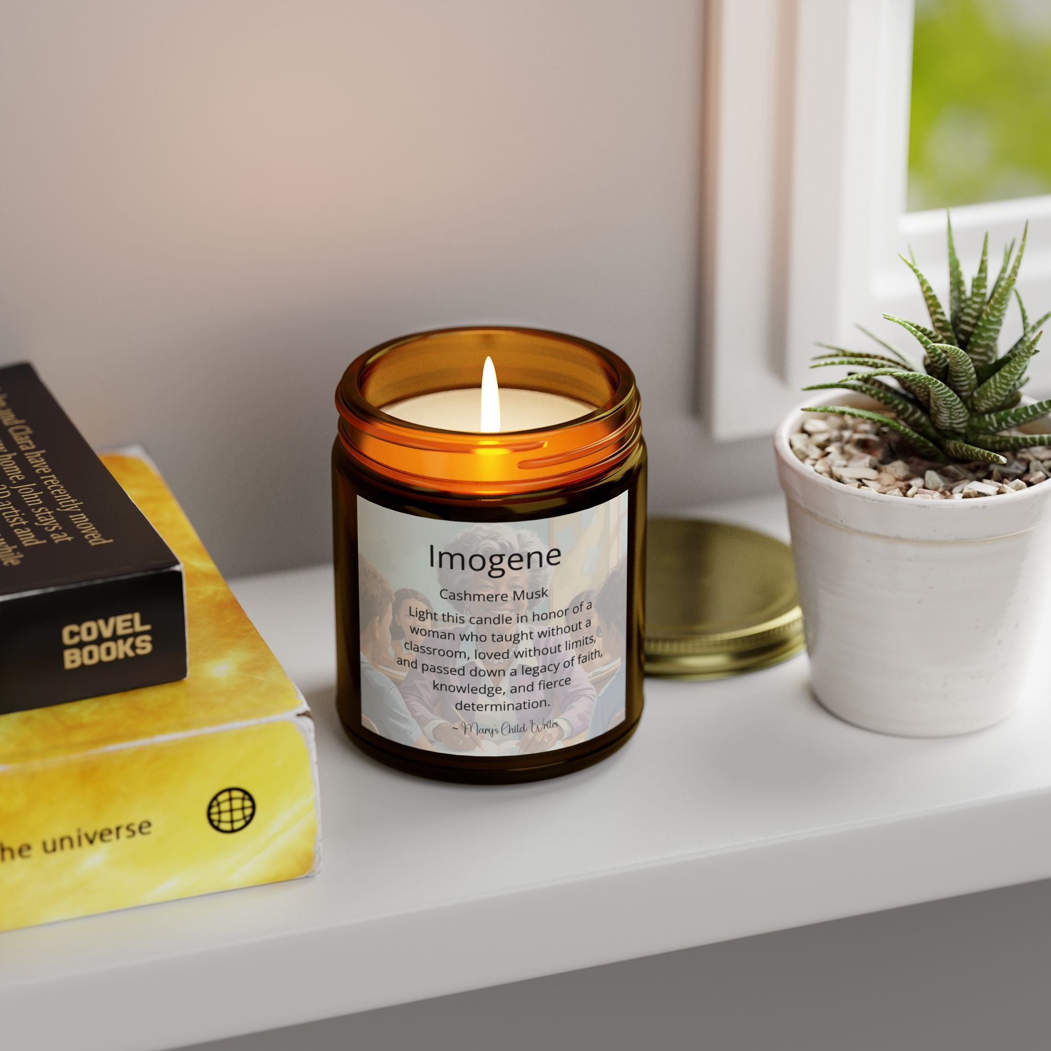 Imogene - 9oz Cashmere Musk Scented Candle l Remembrance and Honor Candle by Mary's Child Writes